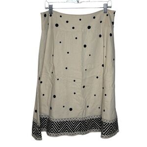 Willi Smith Skirt Women’s 12 Linen A-Line Polka Dot Gorpcore Coastal Grandmother